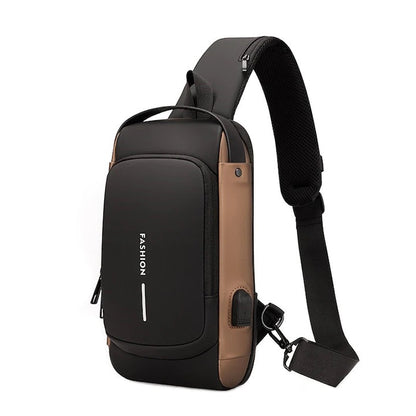 Geanta crossbody de umar sau de mana, cu suport incarcare USB, buzunar antifurt, impermeabila