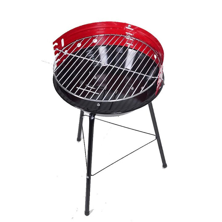 Gratar Rotund Din Metal Pe Carbuni, Pentru Gradina, Rosu, 36cm