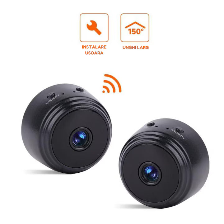 Camera Spion Wireless Mini, Calitate Full HD 1080p, Functie Audio-Video, Detectare a Miscarii, Night Vision, Filmare in bucla, Sistem magnetic de prindere, Suporta card memorie, Negru