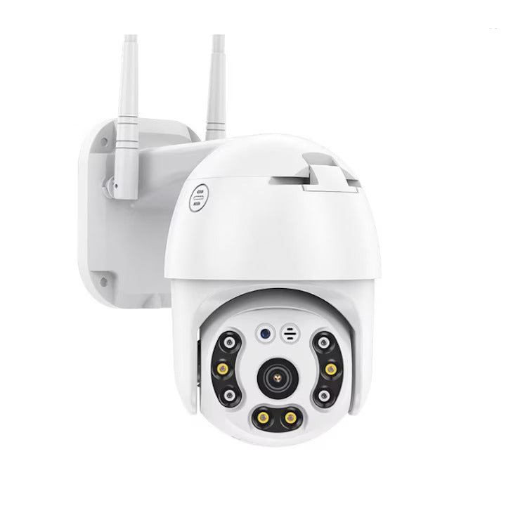 Camera de Supraveghere WIFI, Exterior/ Interior, Conectare Telefon/ PC, FHD 1080P, 8 Led-uri, Night Vision, Auto Tracking, Zoom 4X, Comunicare Bidirectionala, Stocare Card SD, Alb