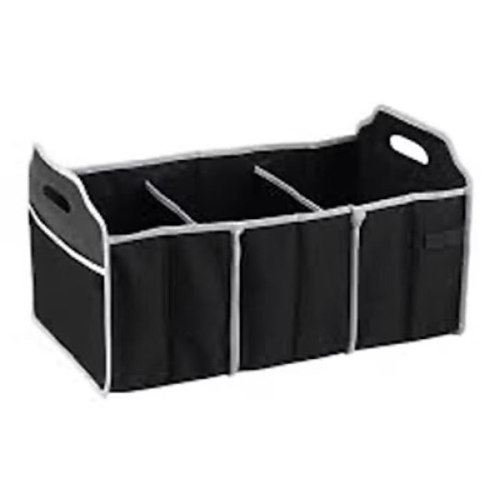 Organizator auto pliabil pentru portbagaj, 3 compartimente, negru