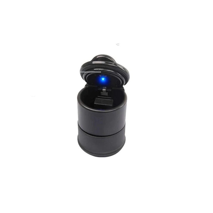 Scrumiera Auto Rotunda cu Iluminare LED, Lumina Albastra