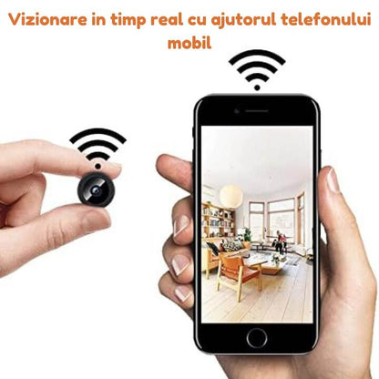 Camera Spion Wireless Mini, Calitate Full HD 1080p, Functie Audio-Video, Detectare a Miscarii, Night Vision, Filmare in bucla, Sistem magnetic de prindere, Suporta card memorie, Negru