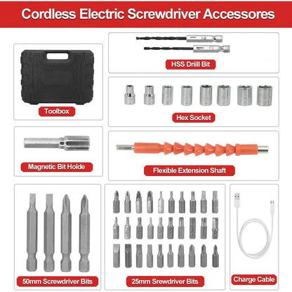 Set Surubelnita Electrica, 3.6V, 46 de biti, Maner Pivotant, LED, 1200rpm, Negru, cu Geanta de Transport