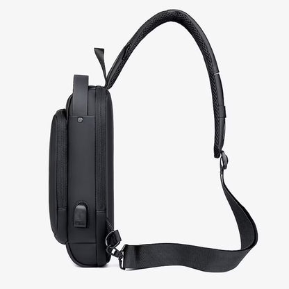 Geanta crossbody de umar sau de mana, cu suport incarcare USB, buzunar antifurt, impermeabila