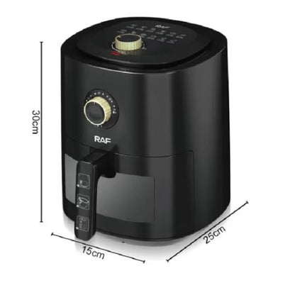 Friteuza Air Fryer RAF  2400W, 6L, 12 Programe, Negru + Carte Retete Digitala